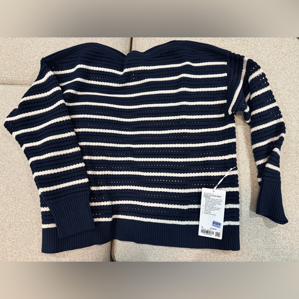 NWT Lululemon Cotton Crochet Mesh Pullover XL CLBL/LTIV